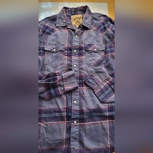 Red Camel 1931 gray western snap button shirt  size Large